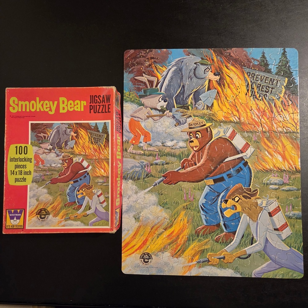 Vintage 1971 Smokey Bear Whitman Jigsaw Puzzle 100 Pieces 14x18 Complete